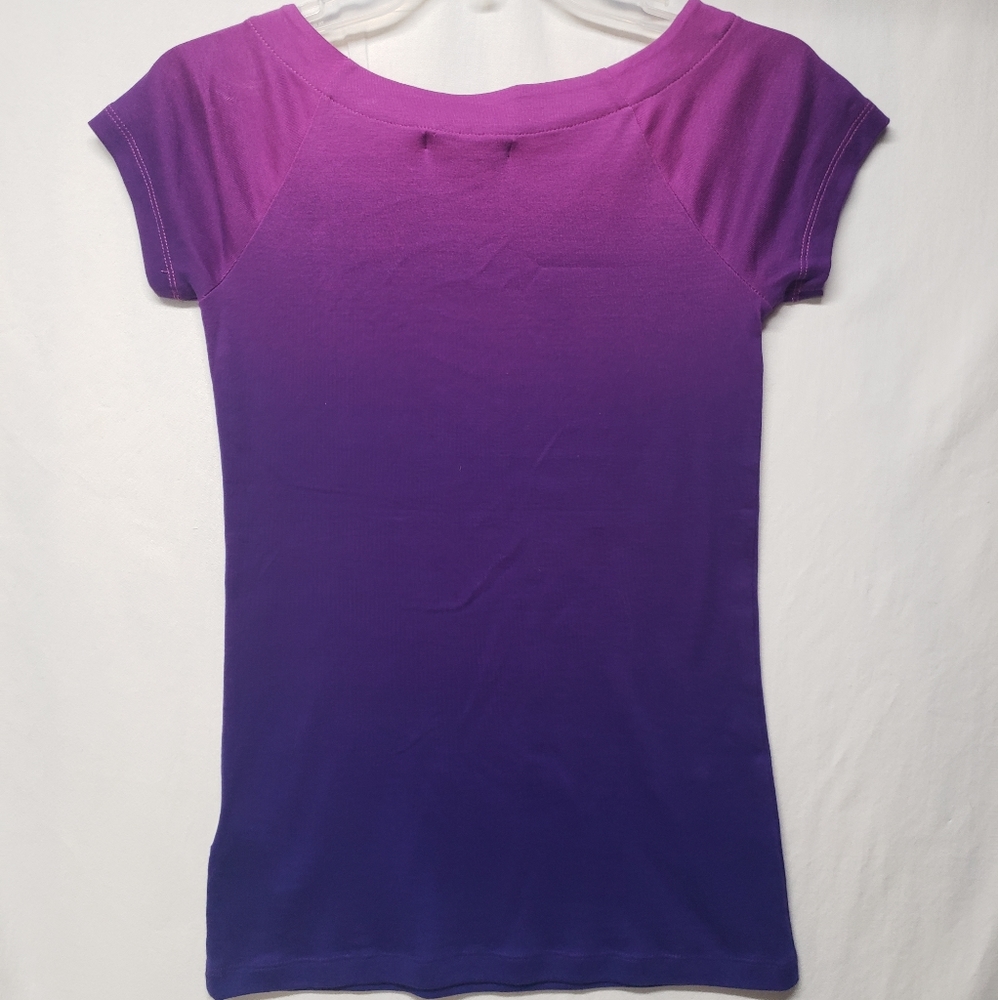 NWT Small Lauren Pink/Purple Ombre Colored Short Sleeve Boatneck Top - Picture 8 of 8